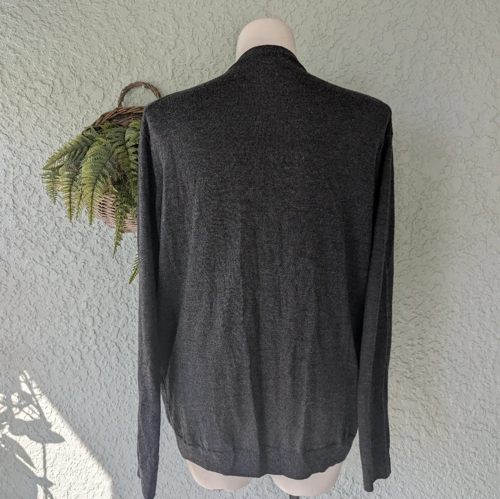 TURNBURY‎ Merino Wool V-Neck Sweater Charcoal GREY 2xl